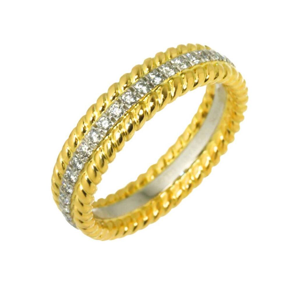 Tiffany & Co. Jean Schlumberger Rope 2-Row Ring with Diamonds, 18K Yellow Gol...